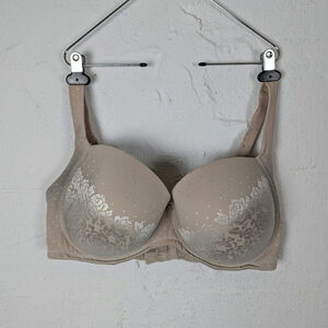 Soma Stunning Support Bra 38G Full Coverage Light Nude Padded Floral RN 79984